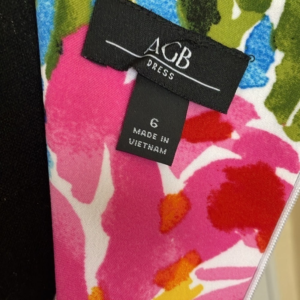 NWOT Agb Flirty Pink Watercolor Floral Sleeveless A-line Dress w/zipper size 6 - Picture 3 of 6